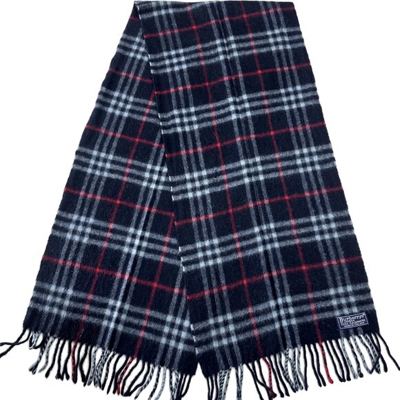 Burberry Accessories - Burberrys Classic Check Scarf Black 100% Cashmere Unisex Scarf Made In England